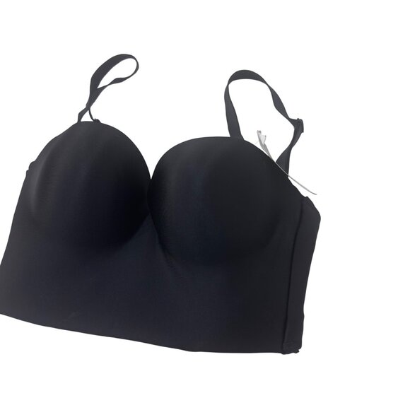 Jezebel Womens Black Strapless Bustier Bra SZ 32DD Nylon/Spandex Adj Strap - Picture 2 of 14